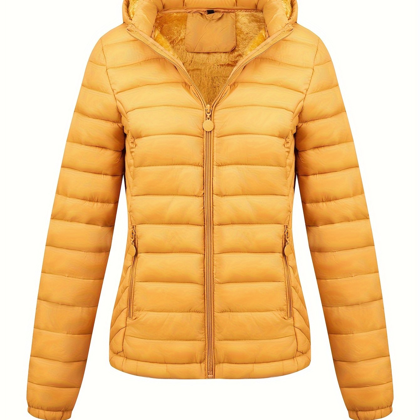 Women's Hooded Coat Lightweight Waterproof Casual Autumn Winter Puffer with Pockets