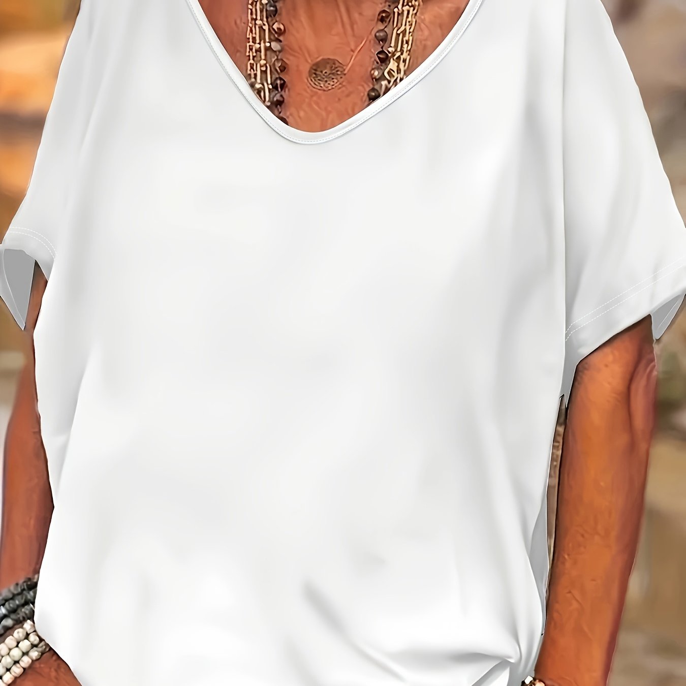 Plus o'lcham ayollar uchun keng fitli paxta T-shirt qisqa sleeve bir rangli kundalik ko'ylak