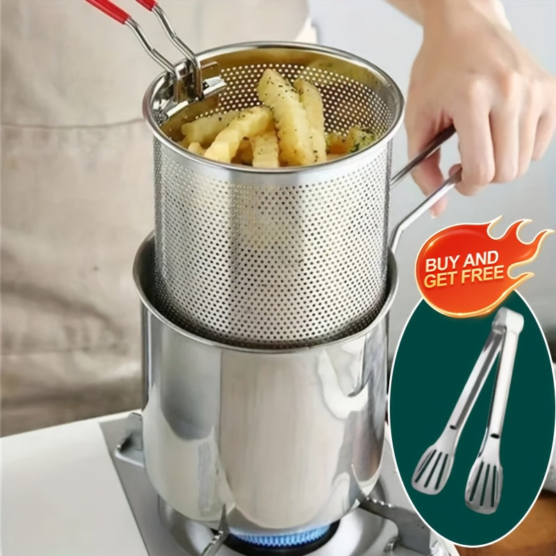 Sartén para freír con colador, acero inoxidable, tempura, pollo frito