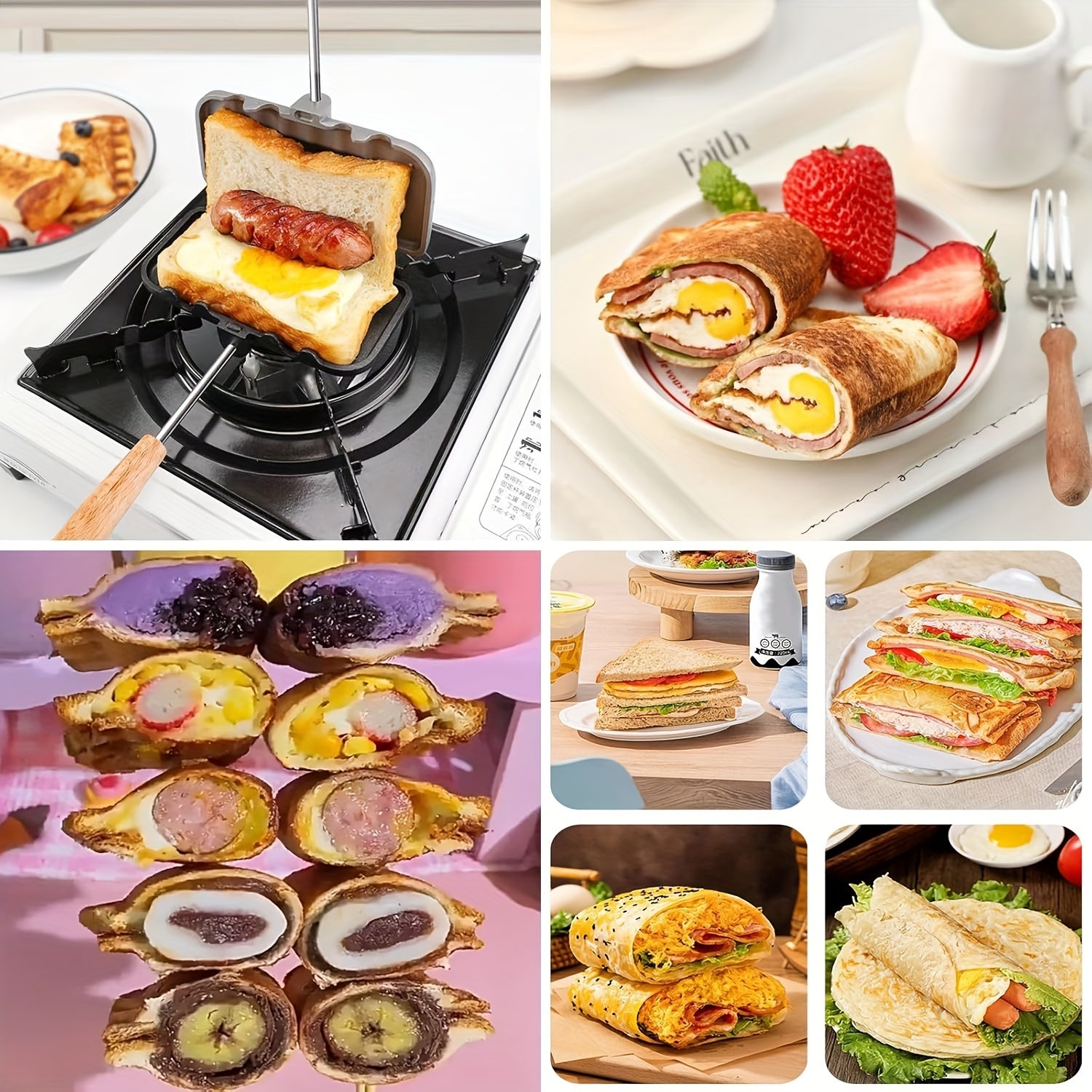 1 dona Deluxe Double-Sided Non-Stick Sandwich Maker - Mukammal non-stik uchun oson chiqarish, nonushta, vafli va burgerlar uchun, joyni tejovchi oshxona qurilmasi, uy oshpazligi uchun muhim pishirish asbobi, alyuminiy