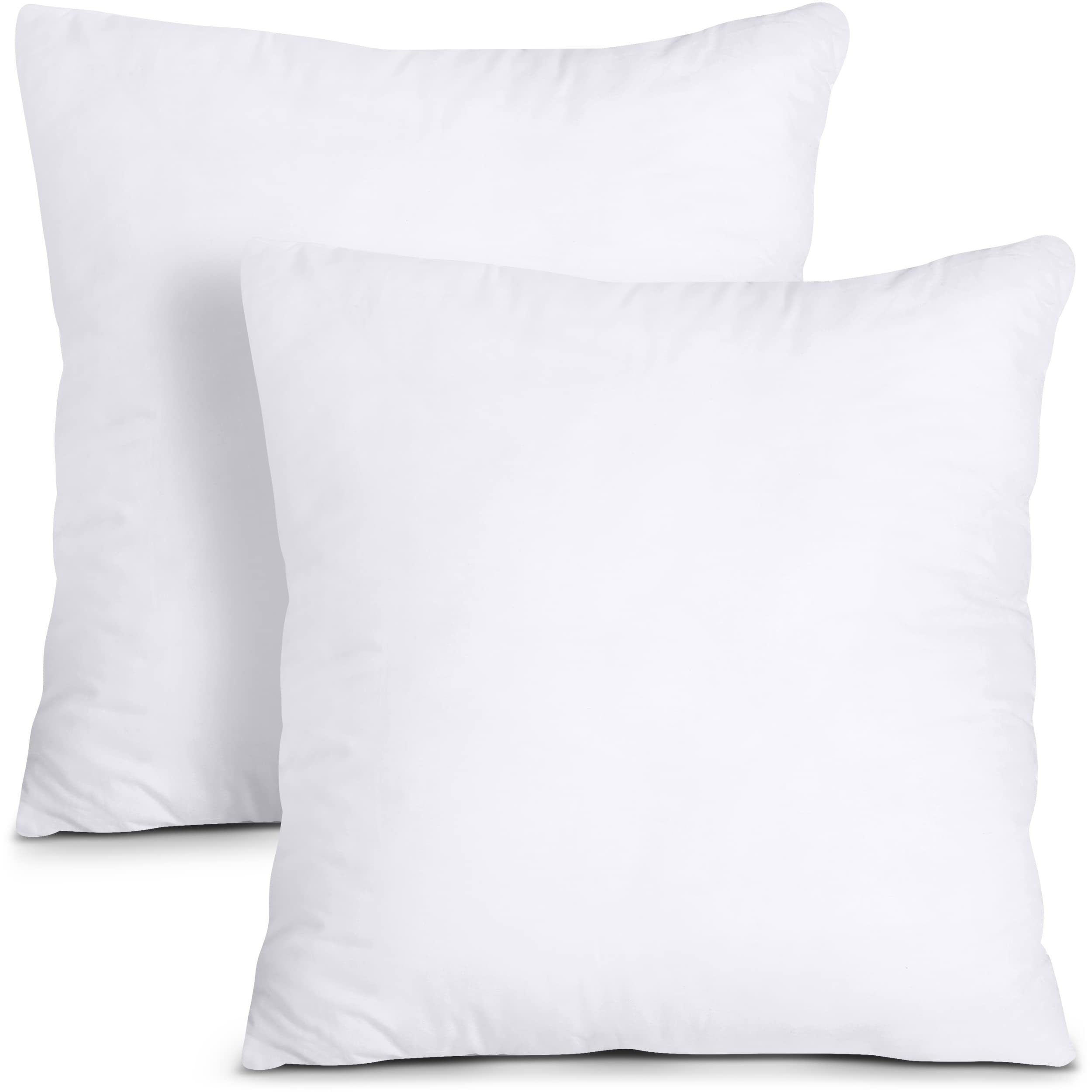2-Pack Square Throw Pillow Inserts with Zipper Closure Polyester Cover All-Season Couch Sofa Bed