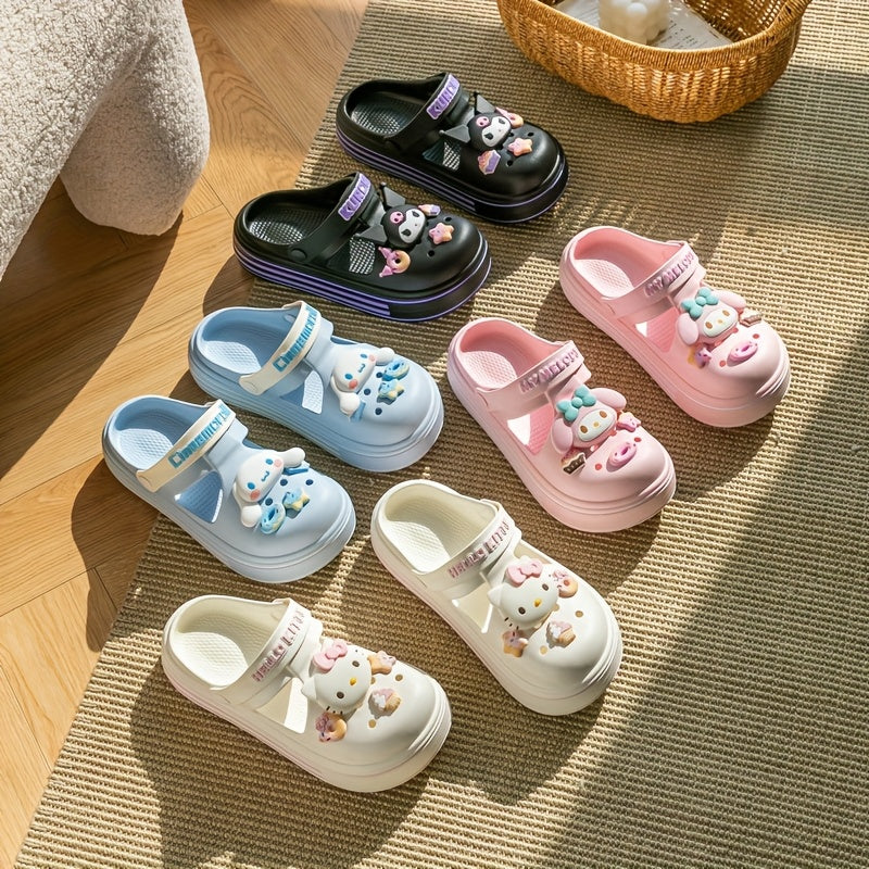 Kids Water Shoes for Boys and Girls Cartoon Pattern Low Top EVA Slip-On Casual Beach Footwear