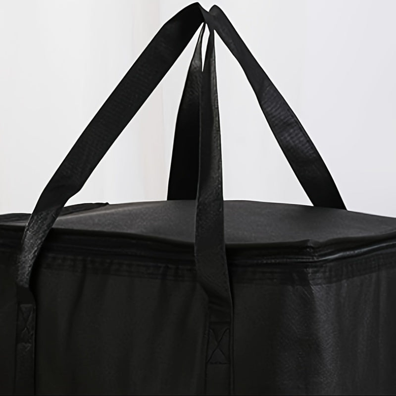 Black Insulated Thermal Food Bag with Handles Reusable Foldable Multi-Layered