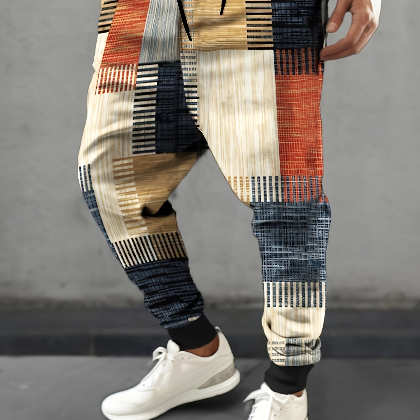 Plus-Size Men's Casual Sports Long Pants Polyester with Pockets