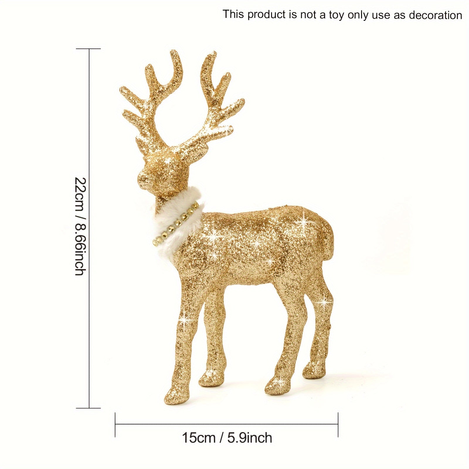 Yorqin kiyik figurasi, 8.6"x6", stol yoki ish stoli bezagi uchun, elektr talab qilinmaydi, yotoqxona yoki yashash xonasi uchun qishki bayram bezaklari uchun mukammal.