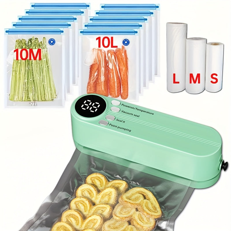 Portativ USB qayta to'ldiriladigan oziq-ovqat vakuum yopishtiruvchi mashinasi, atıştırmalıklar, go'shtlar, mevalar, sabzavotlar uchun