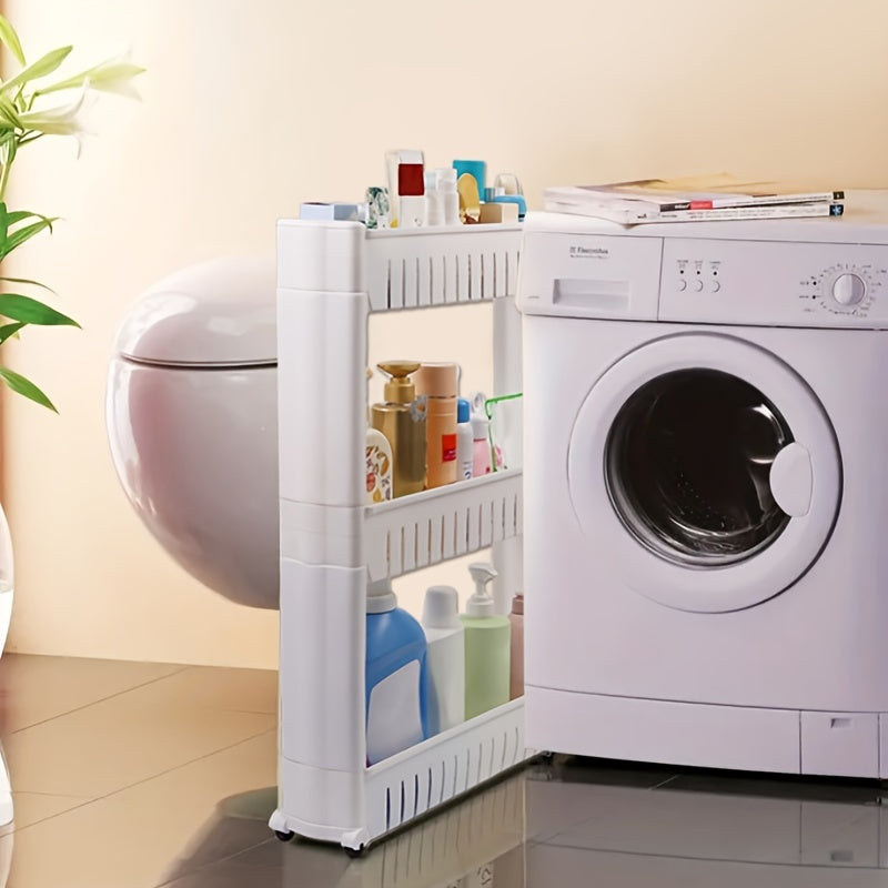 3-Layer Refrigerator Edge Gap Organizer Cabinet for Bathroom and Living Room Storage Free-Standing Trolley