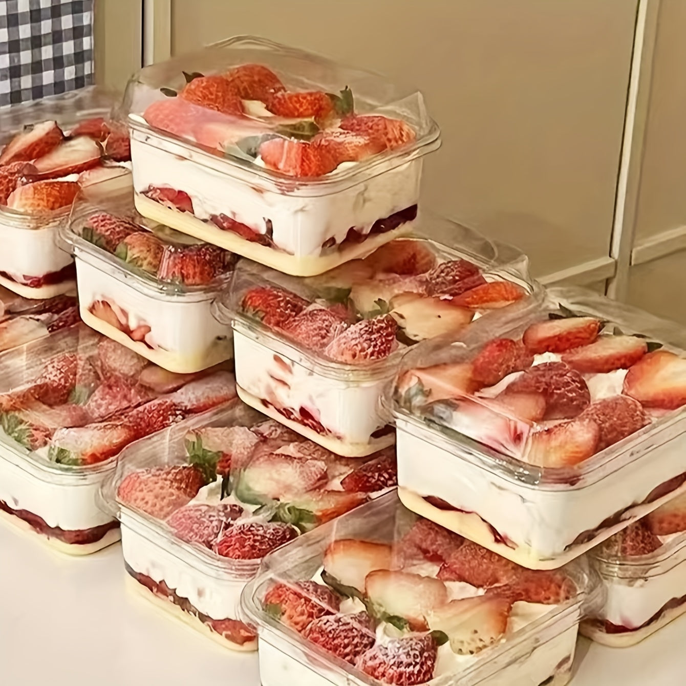 Cajas de embalaje para pastel de fresa, mousse de leche de soja, cupcakes de crema