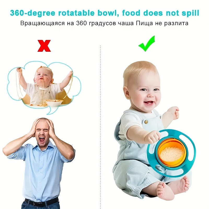 Baby Feeding Bowl 360-Degree Rotating Salad Soup Fruit Rice Serving Dish