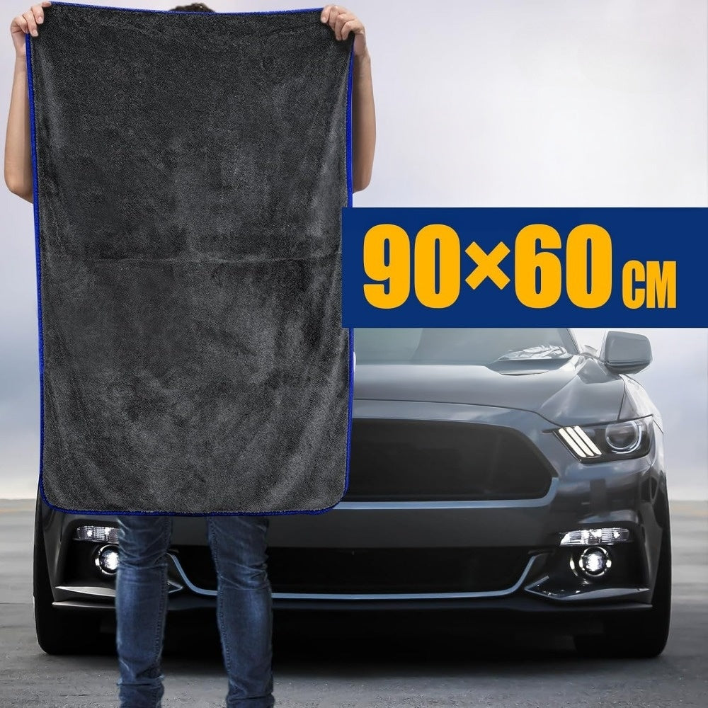 Large Blue Microfiber Car Wash Towel 60x90cm Seam Edge