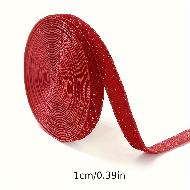Red Velvet Ribbon 4.57m Glitter Accents for Gift Wrapping Wreaths and Decorations