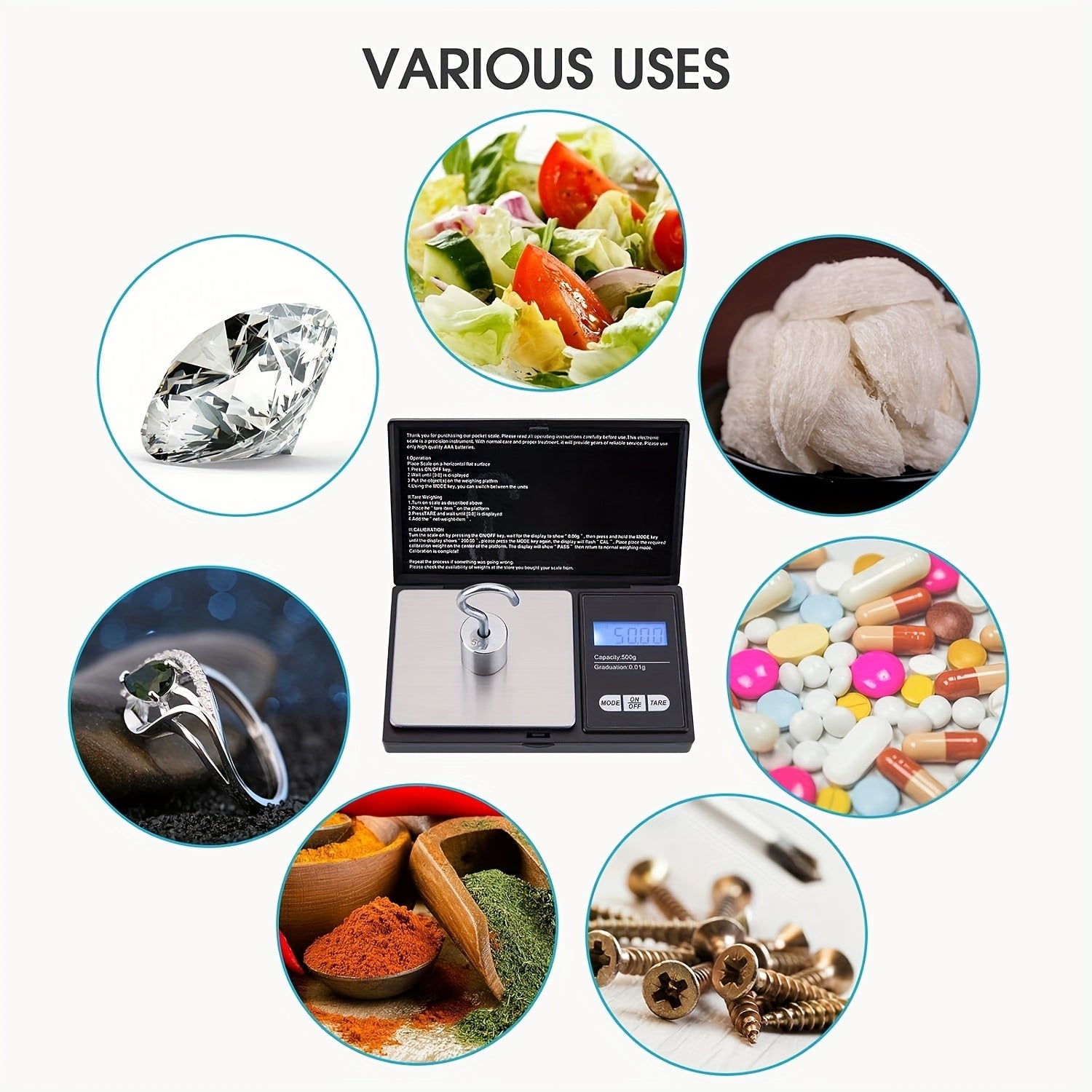 Digital Jewelry Scale Gold Food Safe Compact with Quick Measurements