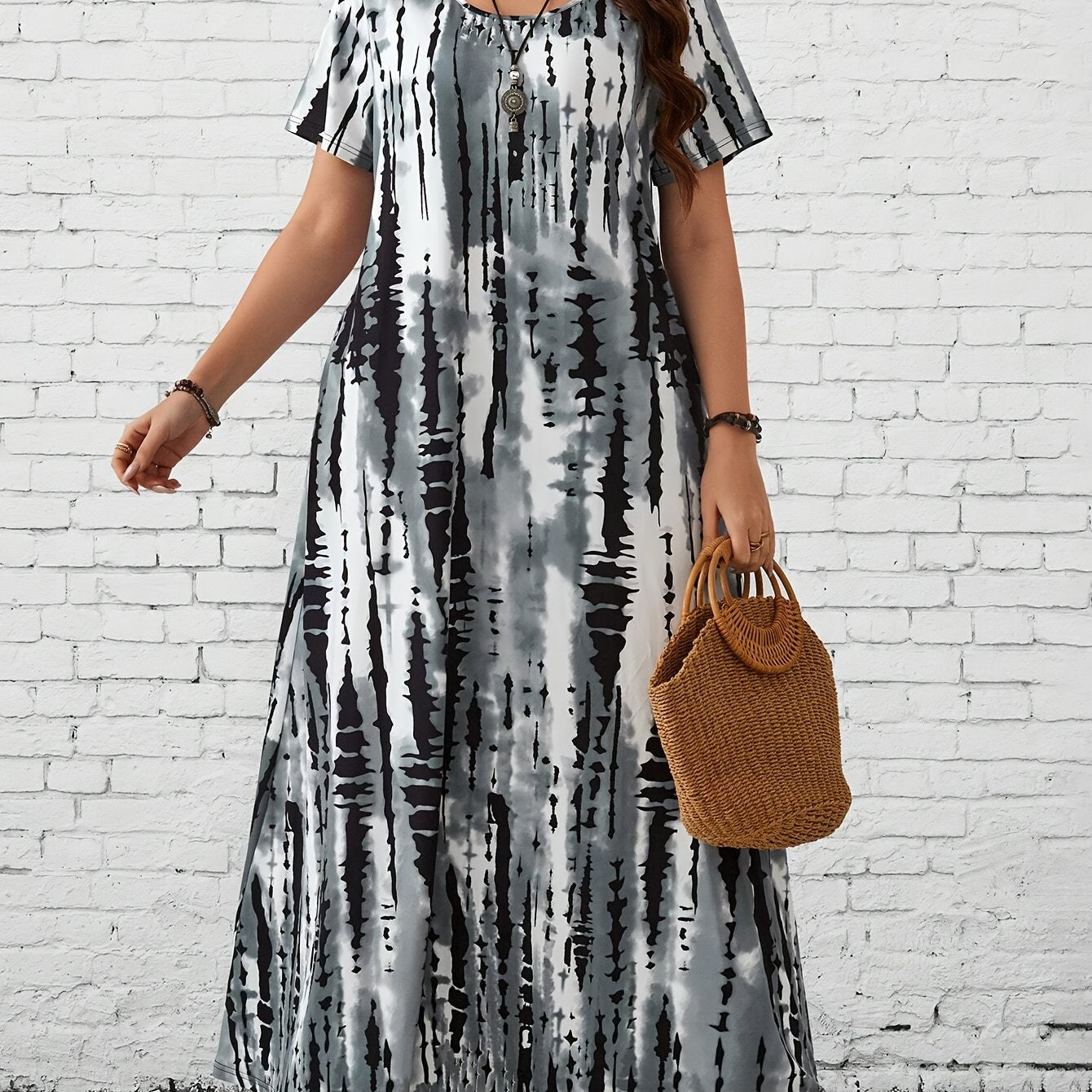Plus Size Tie Dye Maxi Dress for Women Casual Spring Summer Long Length