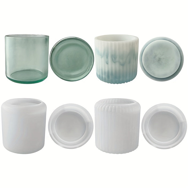 Silicone Resin Mold Set for Epoxy Candle Cups and Storage Containers Round Crystal Epoxy Shapes
