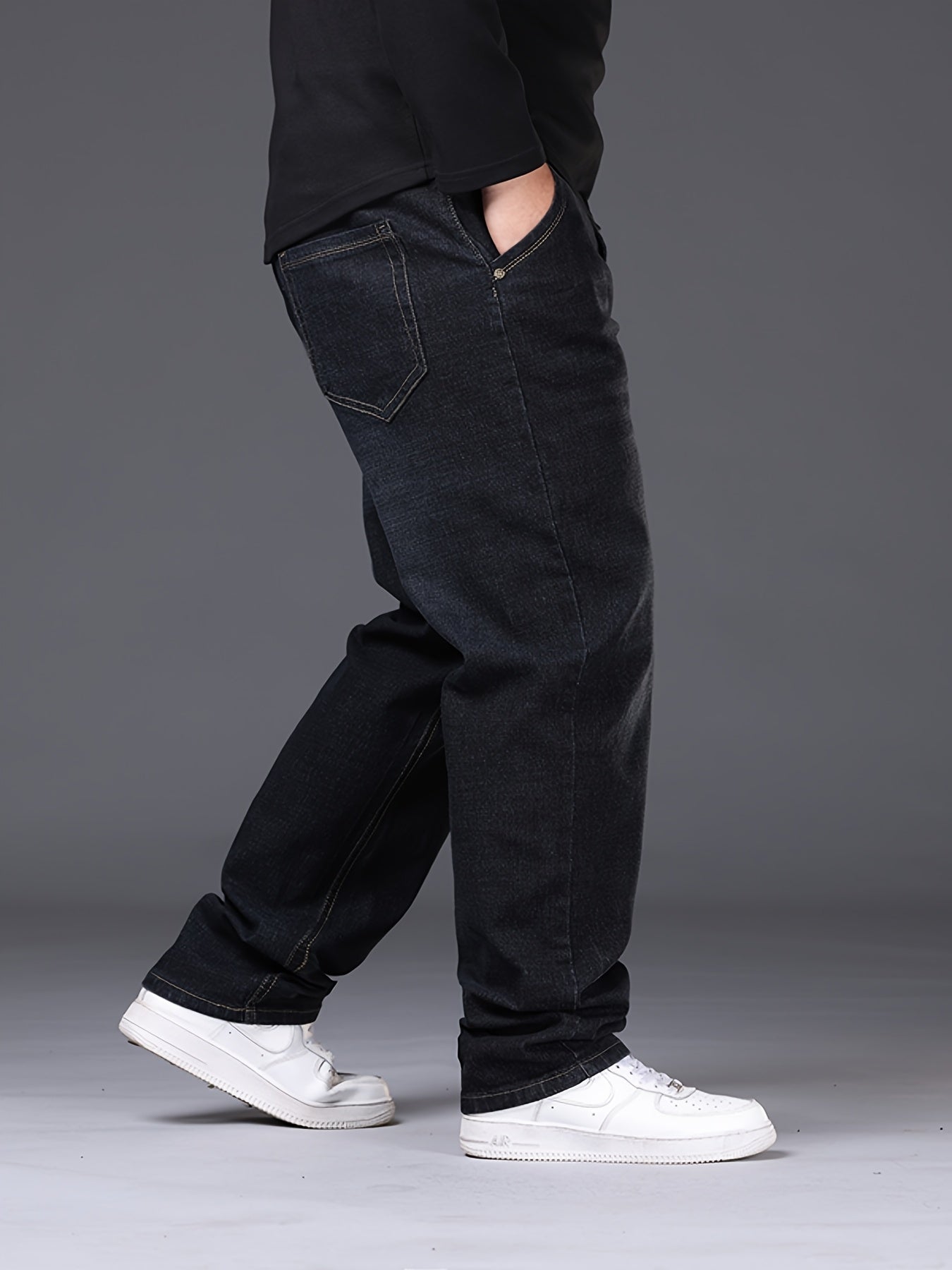 Erkaklar uchun plussiz jinsilar, yuqori sifatli cho'ziluvchan denimdan tayyorlangan, ish kiyimlari uchun ideal va mashinada yuvish mumkin.