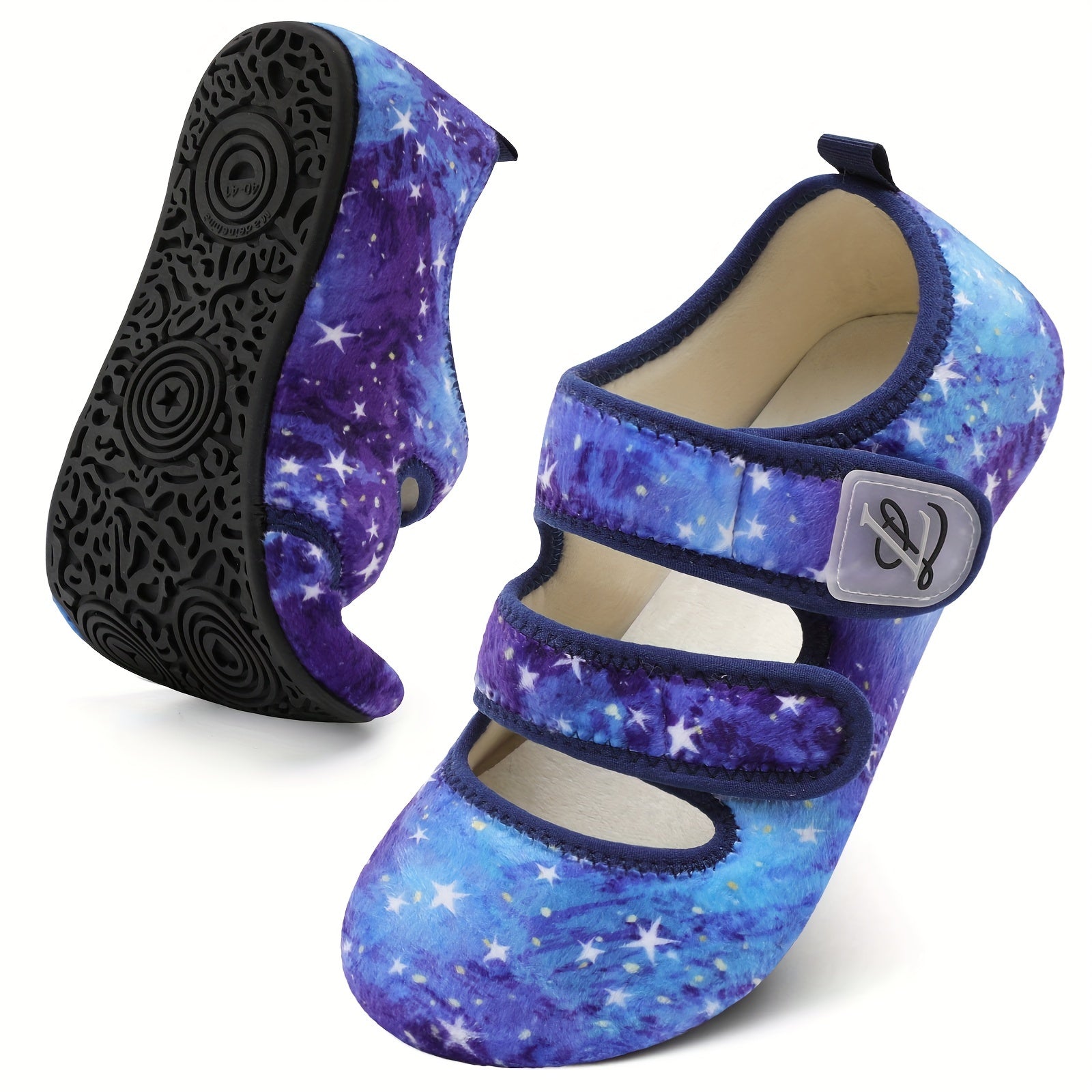 Women's Wide Slip-On Slippers with Rubber Sole Indoor Outdoor House Shoes