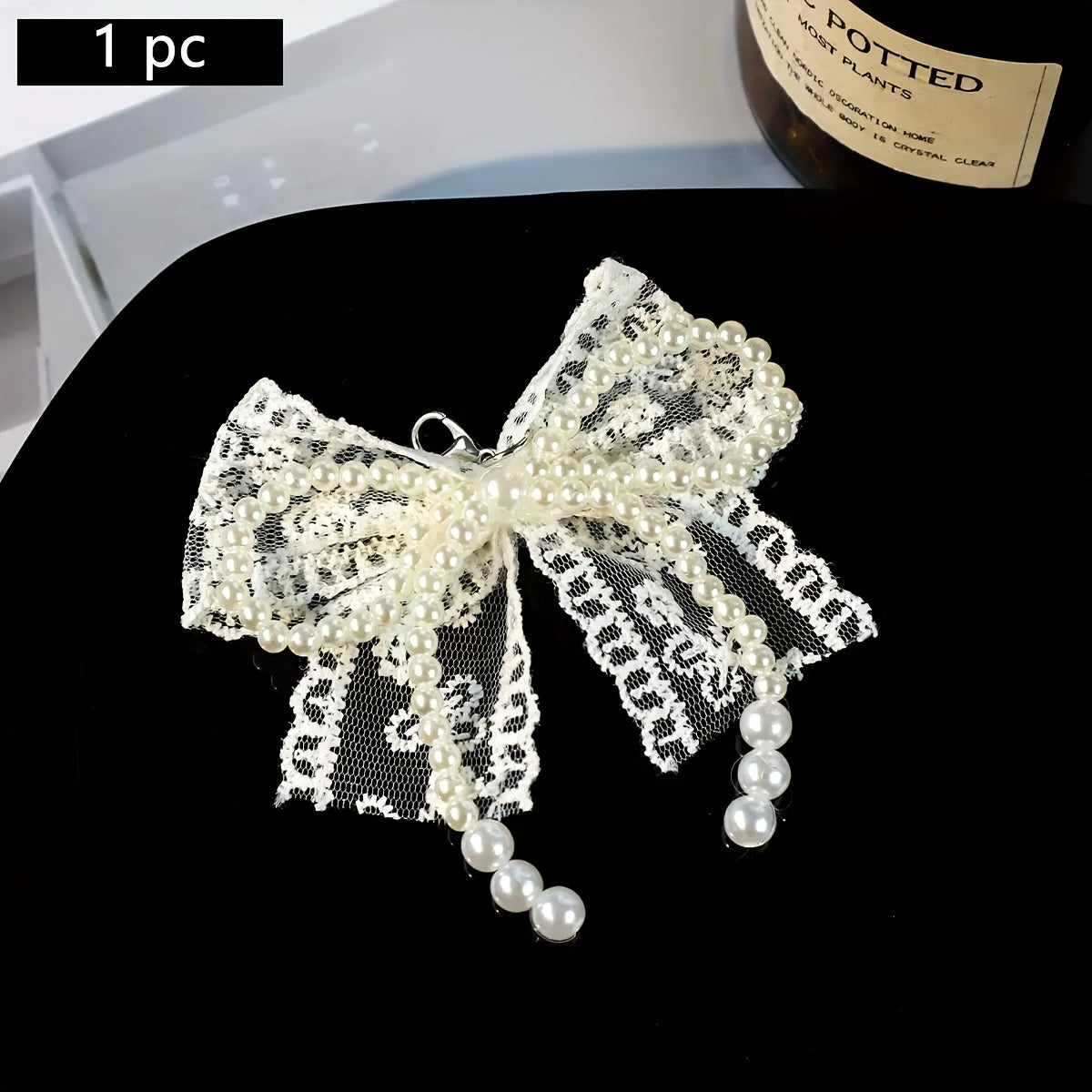 Women Lace and Artificial Bow Shoe Clips Pack of 2 for Shoes Decoration