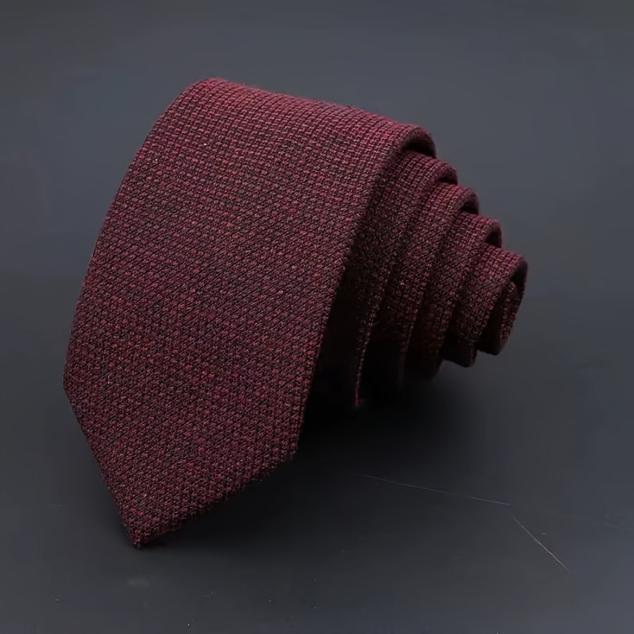 Men's Burgundy Striped Silk Tie for Weddings Parties and Casual Wear