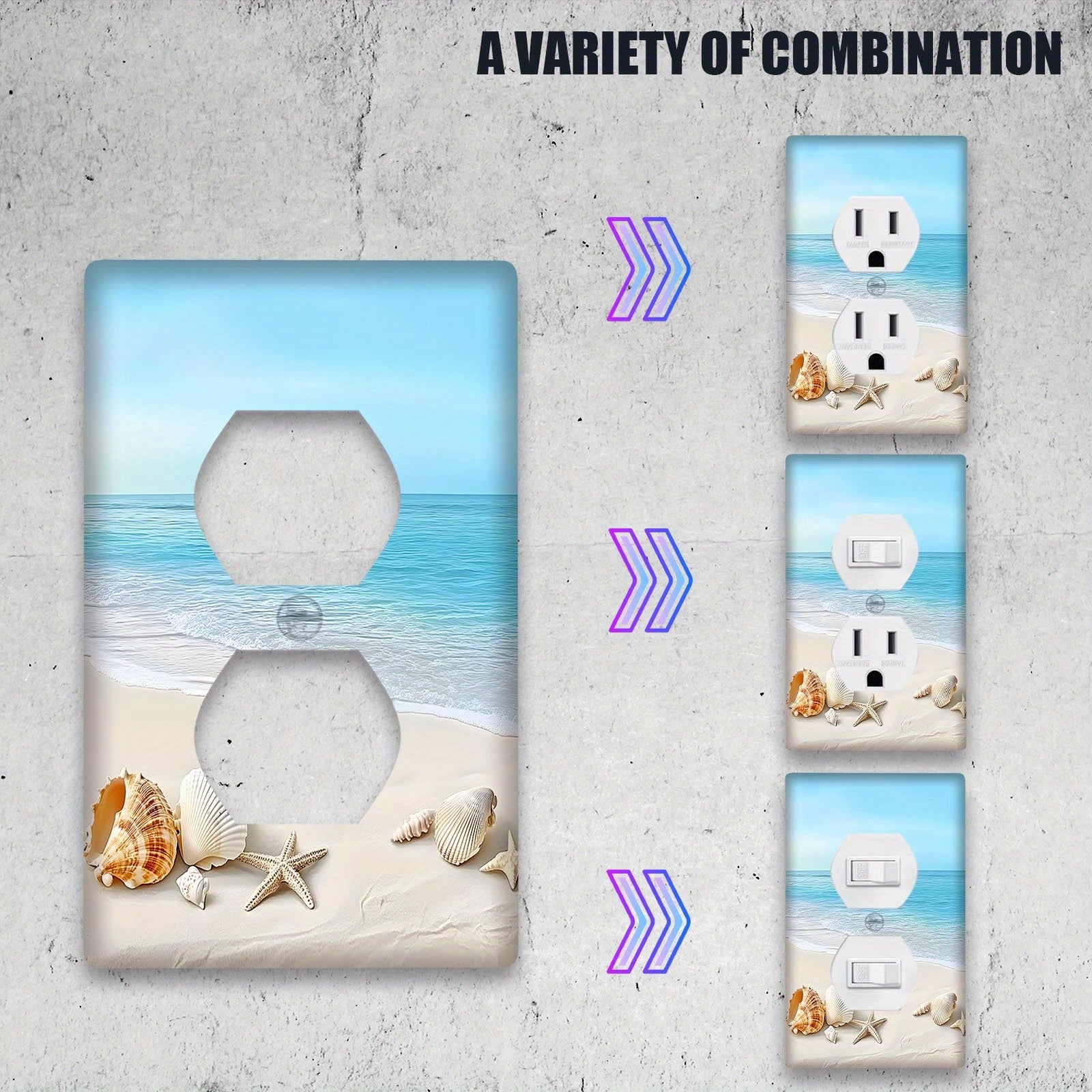 Beach Ocean Theme Light Switch Cover for Bedroom or Bathroom 1 or 2 Gang