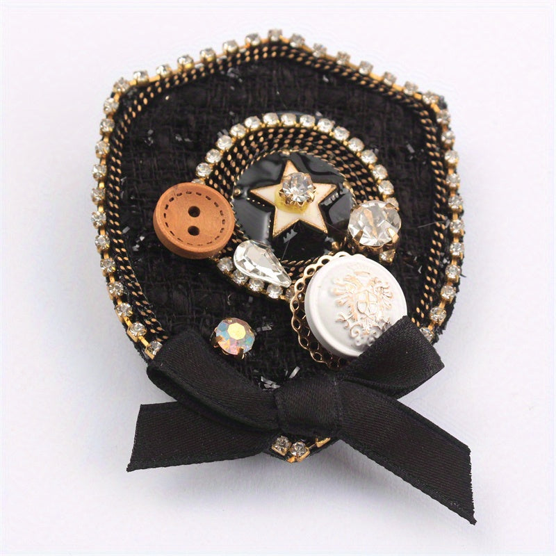 Broche de estilo barroco con pedrería, diseño de botón de imitación, joyería para ropa, bolsos y sombreros