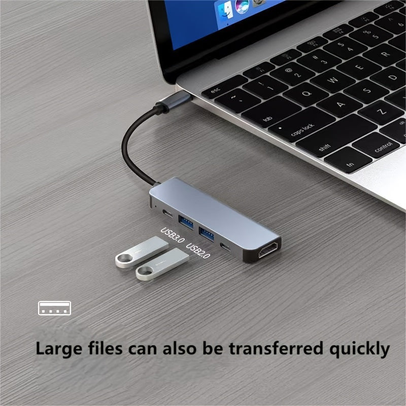 USB C Hub 5-in-1 with 4K HDMI, 100W Power Delivery, High-Speed USB for MacBook Samsung HP