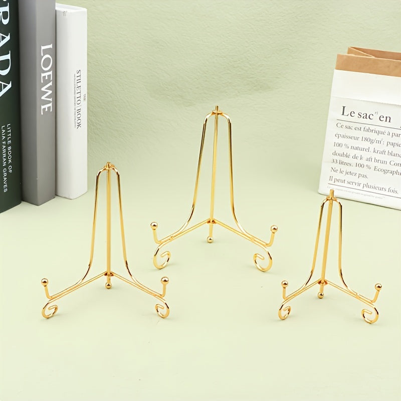 Gold Iron Display Stand for Decor Items, Easy to Assemble, Home and Office Shelving