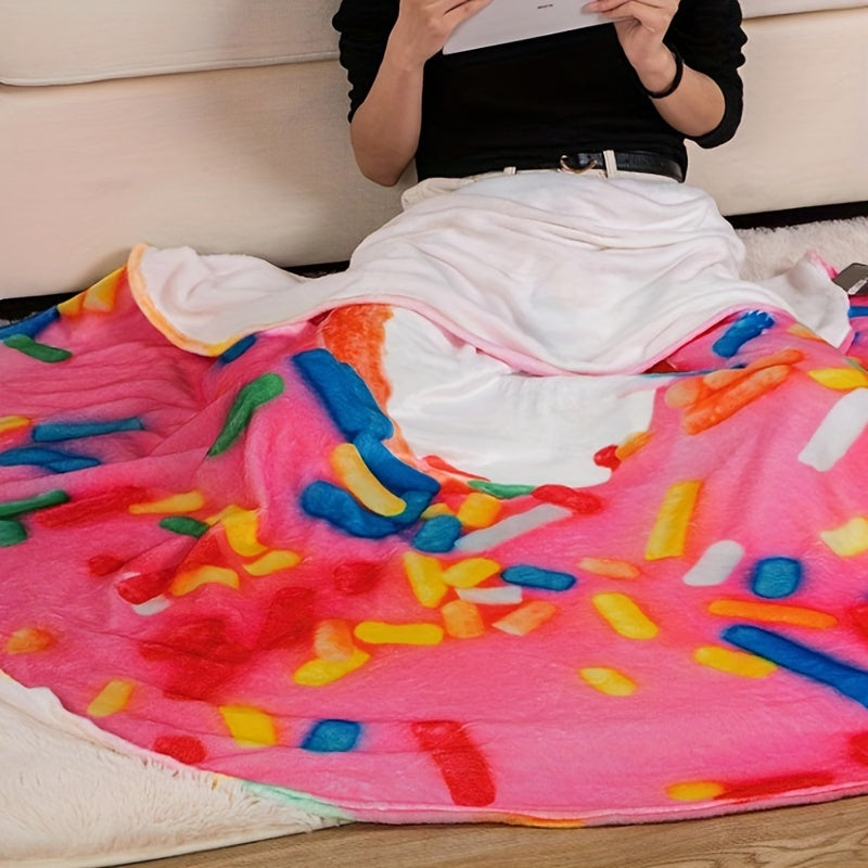 Round Flannel Throw Blanket for Couch Sofa Bed Camping Travel Soft Warm Multi-Purpose Gift