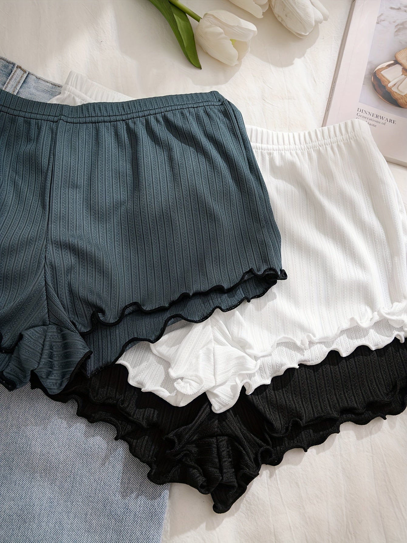 Women's Solid Color Cotton Underwear Set for Comfortable Wear