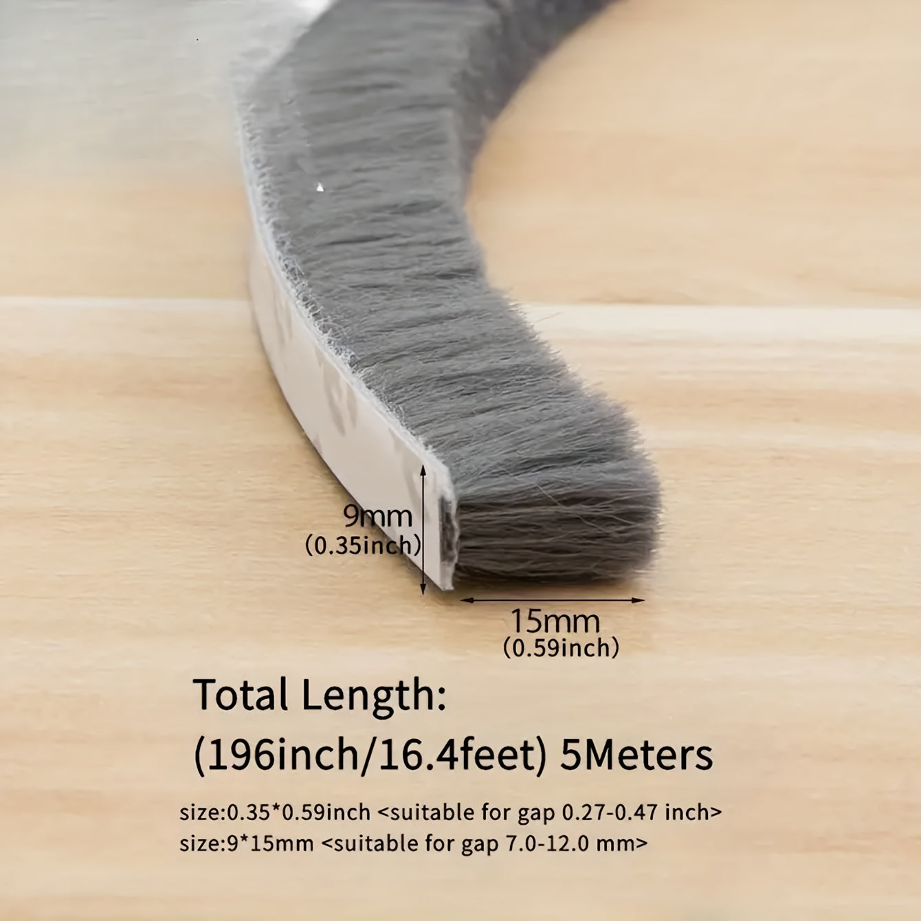 Grey Weather Stripping for Doors and Windows Self-Adhesive Soundproof Windproof Dustproof