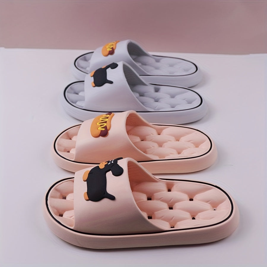 Women's EVA Slippers with Sausage Dog Print Anti-Slip Breathable Open Toe
