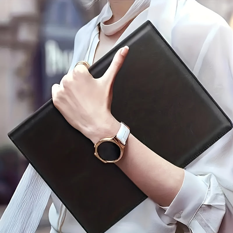 Leather Portfolio Folder with Legal Pad Clipboard Pen Holder Business Card Slots