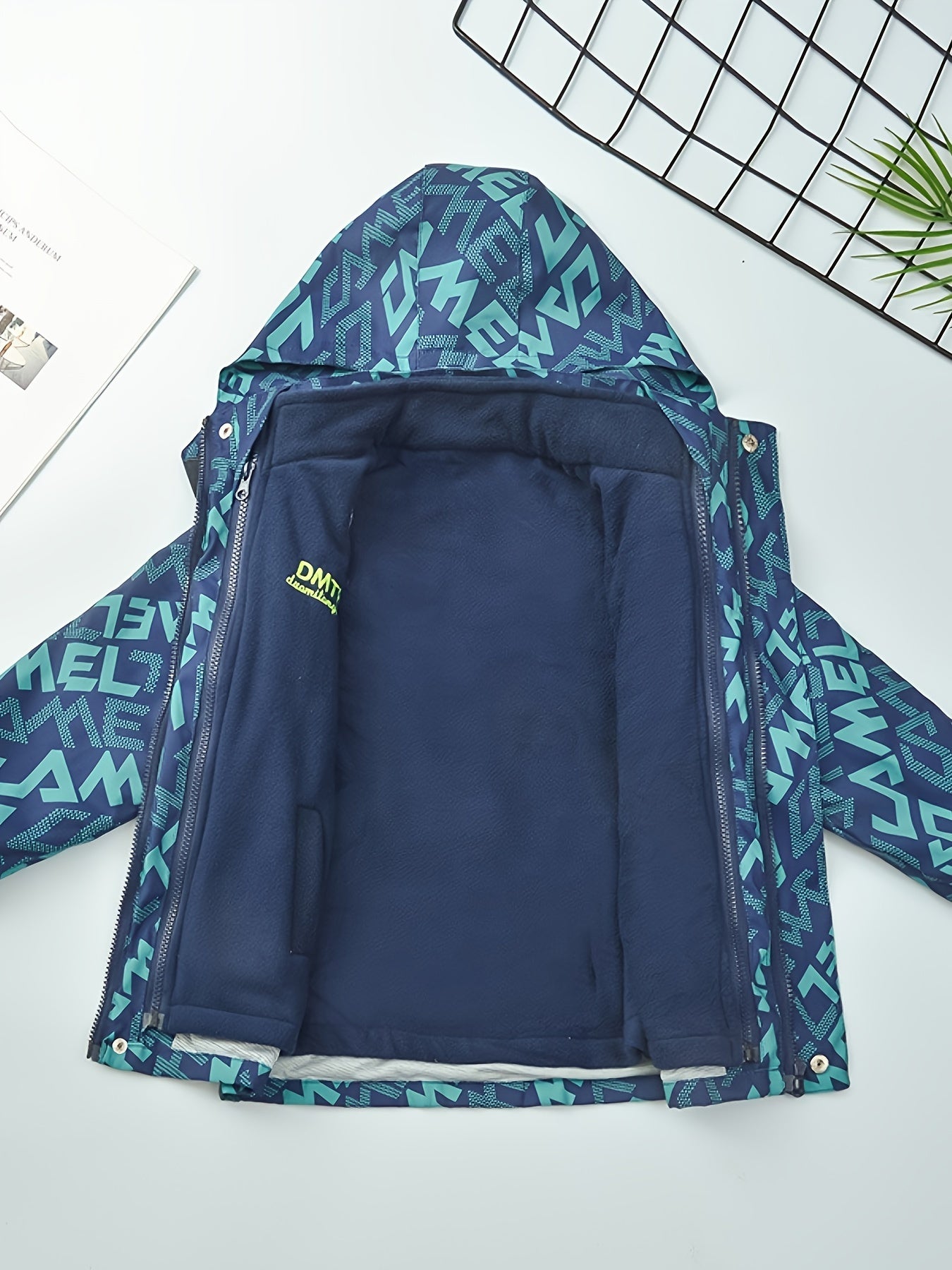 Детские мальчики длинные рукава флисовые куртки с принтом букв, застежка-молния, осень-зима, повседневные