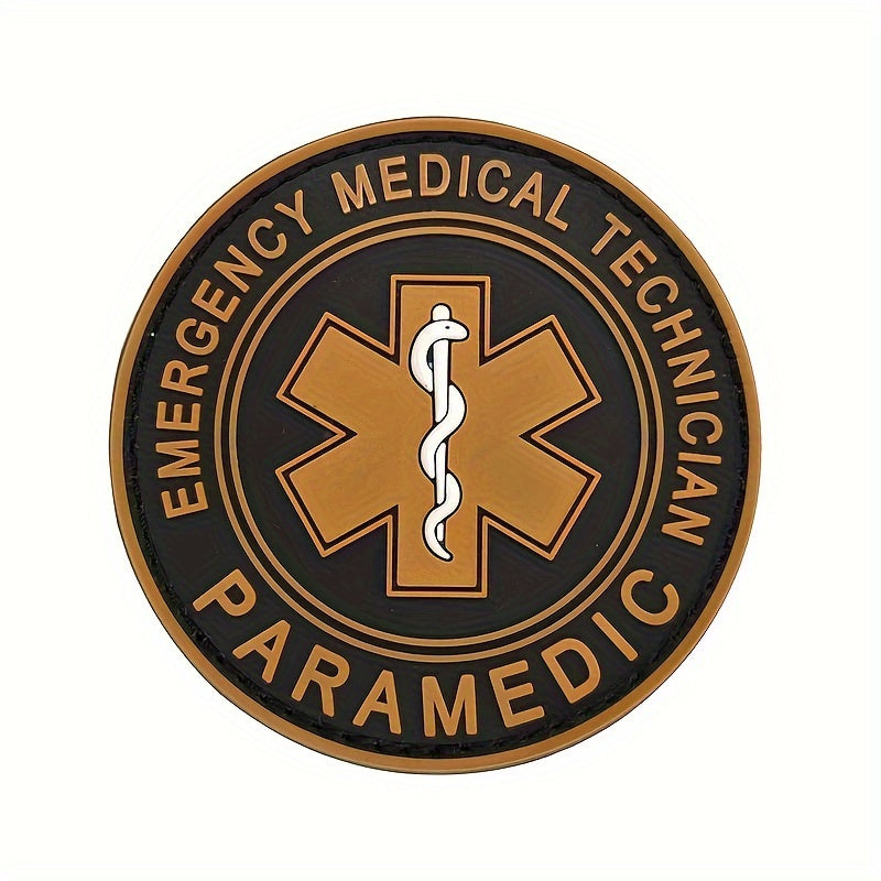 PVC Rubber Paramedic Badge with Star of Life for First Aid and Backpack Attachment