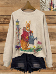 Suéter de invierno cálido para mujer talla plus con manga larga y estampado de conejito, jersey de punto