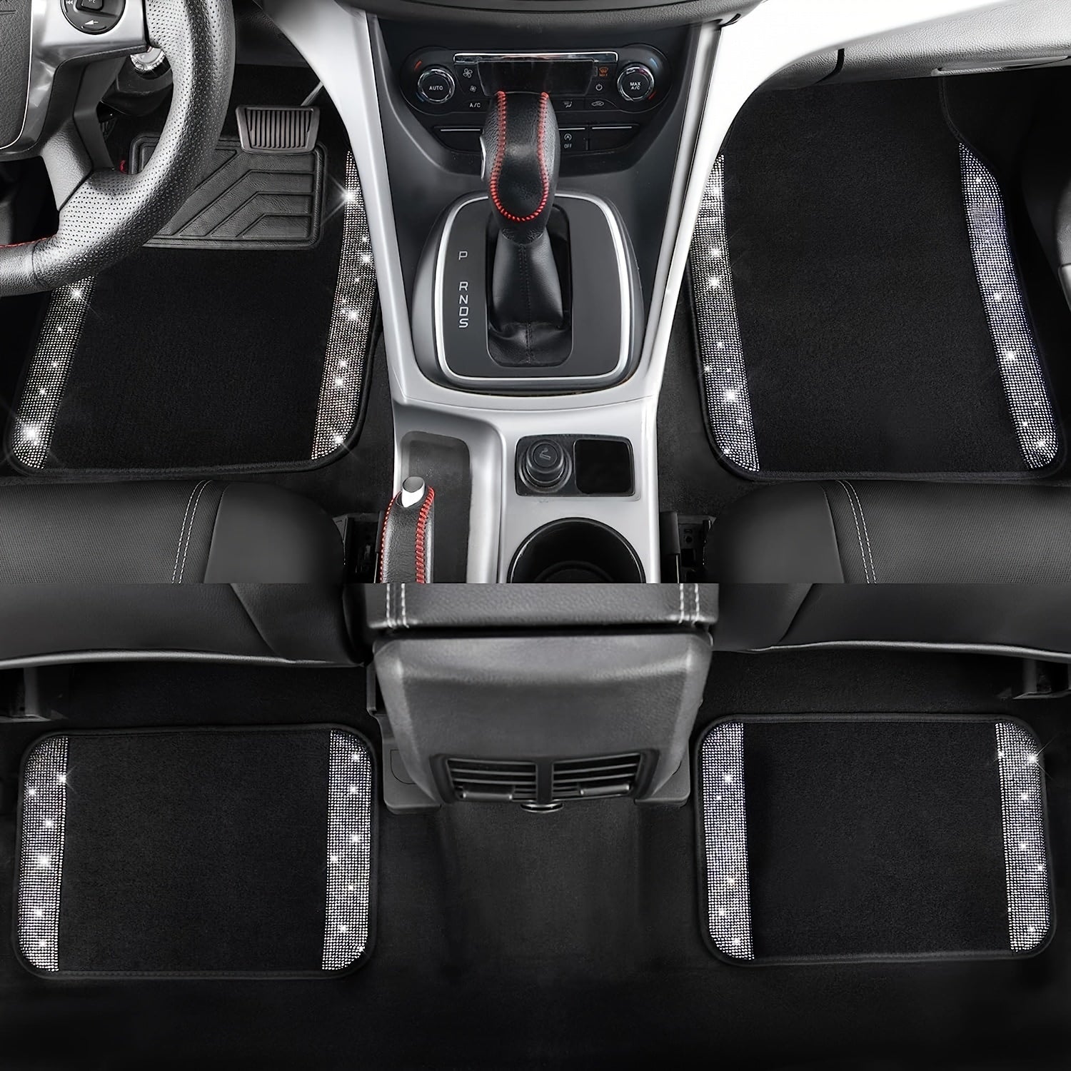 Universal Car Foot Mat With Diamond Inlay Non-Slip Durable Rubber