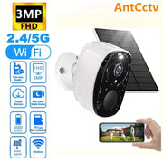 Cámara de seguridad solar inalámbrica 3MP FHD exterior WiFi detección de movimiento visión nocturna