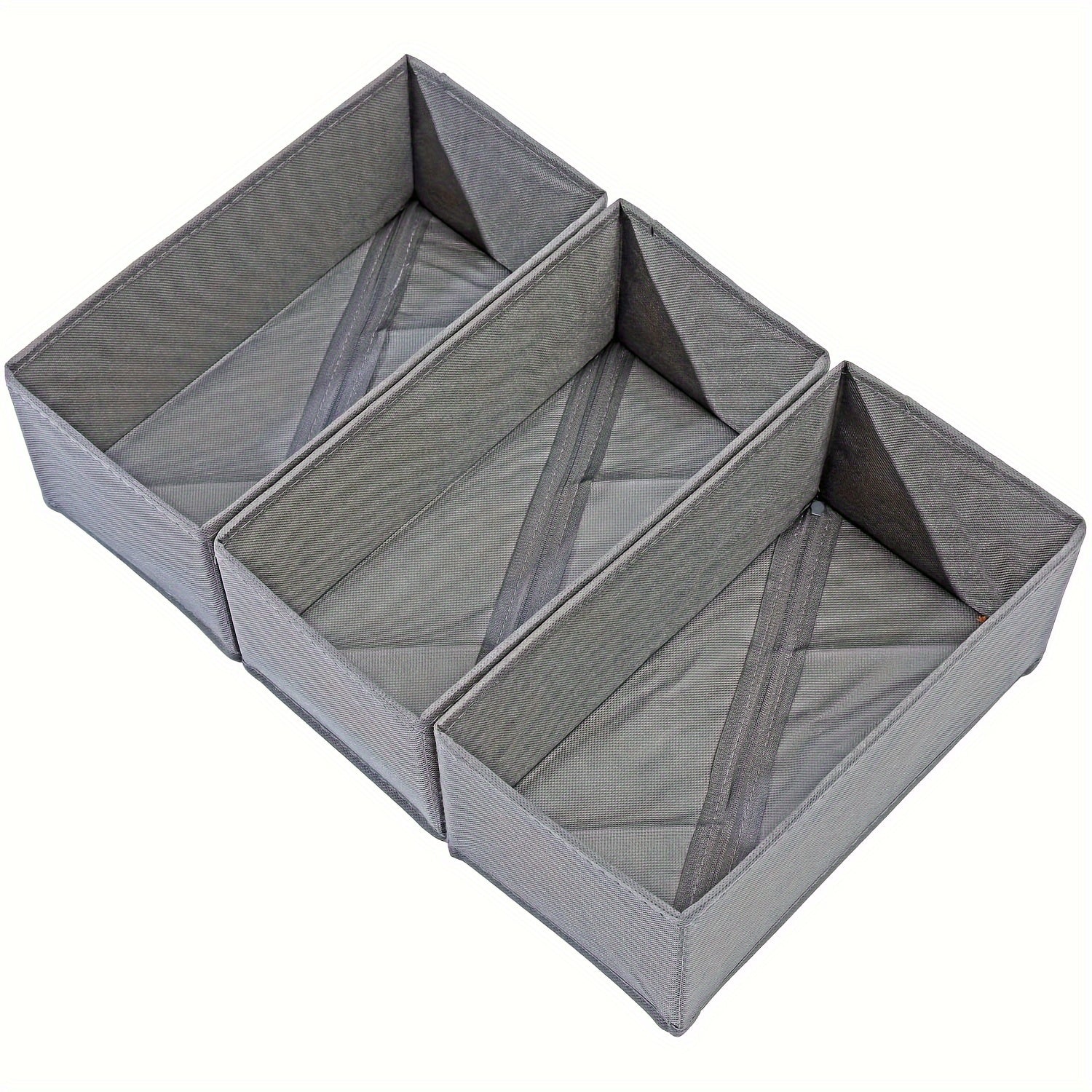 Set of 3 Canvas Drawer Organizers for Socks Underwear and Clothes with Foldable Dividers