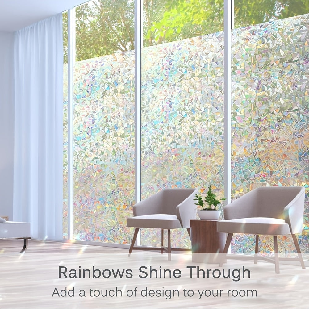 Translucent Geometric Pattern Window Film Static Cling Thermal Insulation Sticker Glue-Free Installation