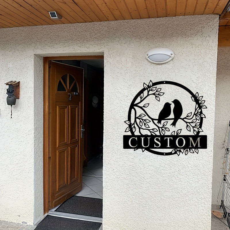 Personalized Lovebirds Metal Wall Art Sign for Porch Patio Garden Decor