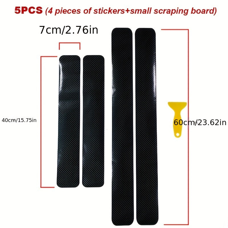 5pcs Car Threshold Protection Stickers Carbon Fiber Door Scratch Guard
