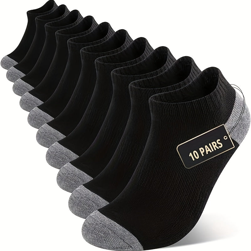 Men's Athletic Running Socks Cushioned Moisture-Wicking Knit Fabric Solid Colors