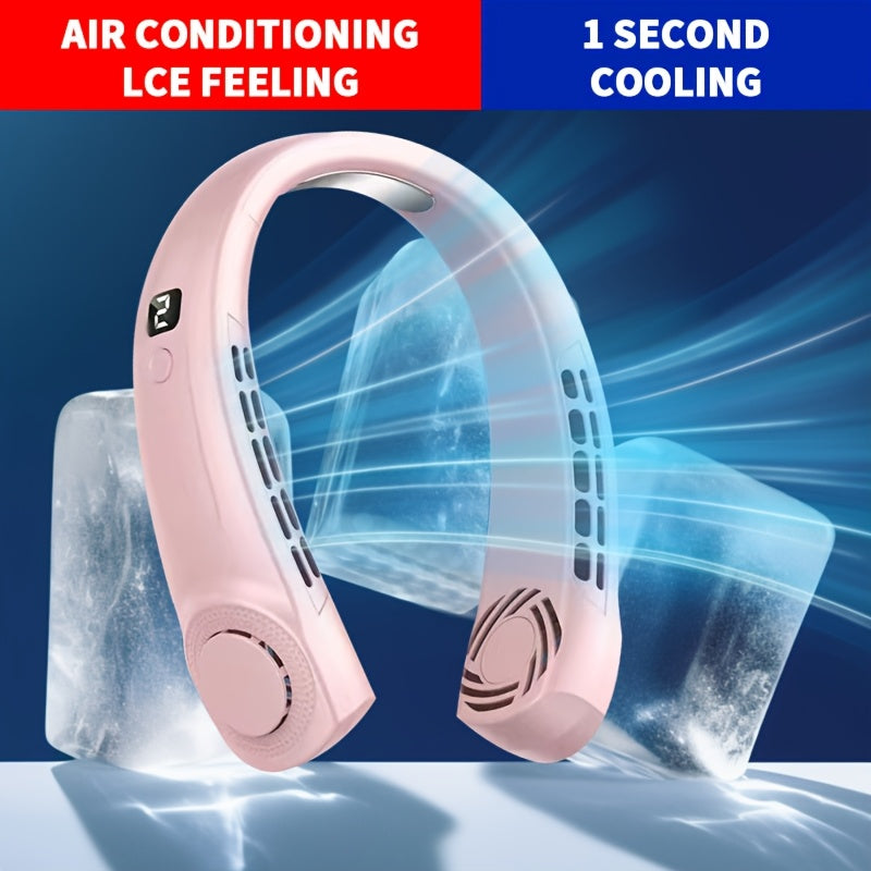 2025 Mini Neck Fan Bladeless USB Rechargeable Portable Cooling for Sports Camping Travel