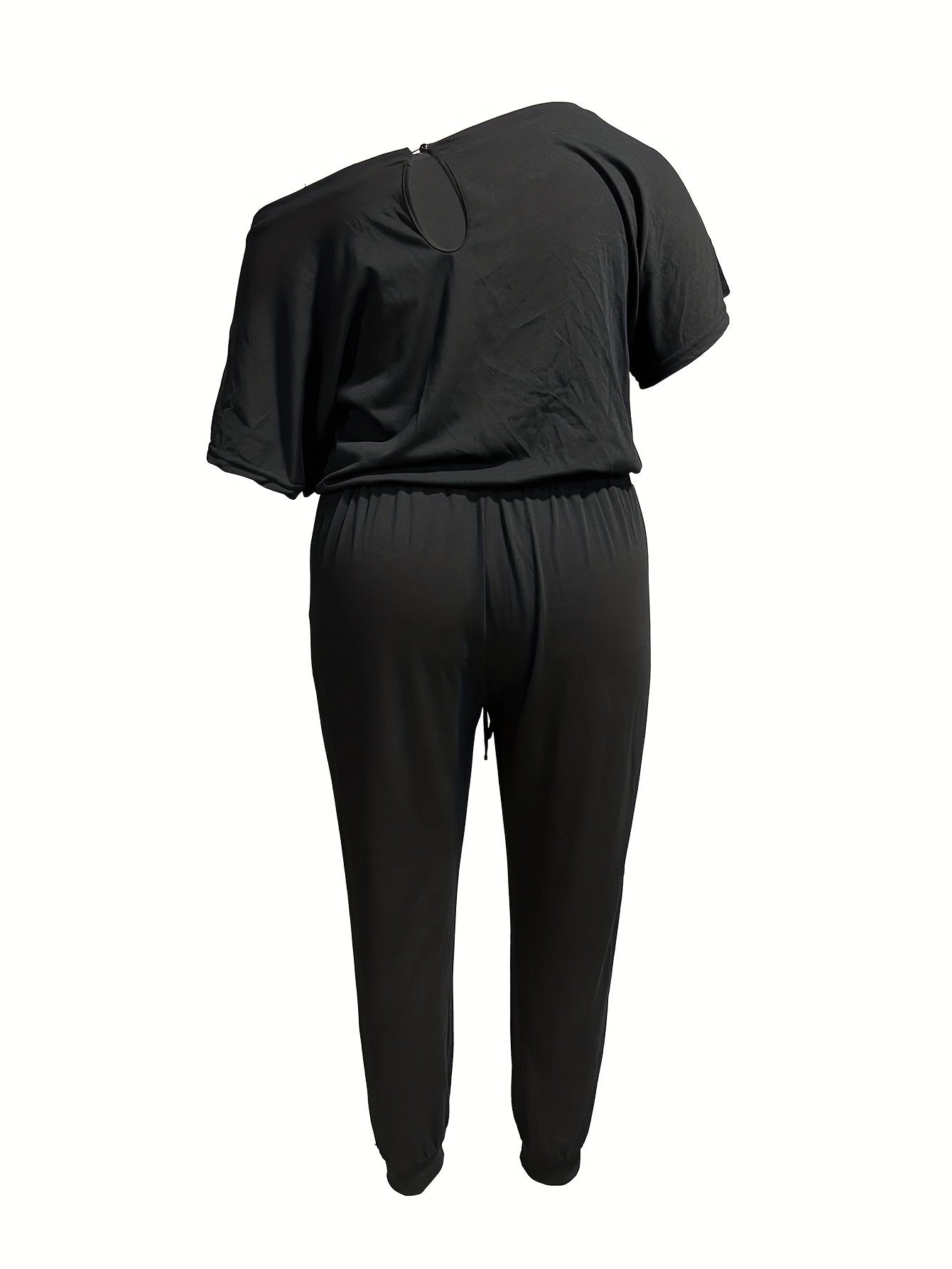 Plus-Size Women’s Black Off-Shoulder Jumpsuit With Wide-Leg Pants