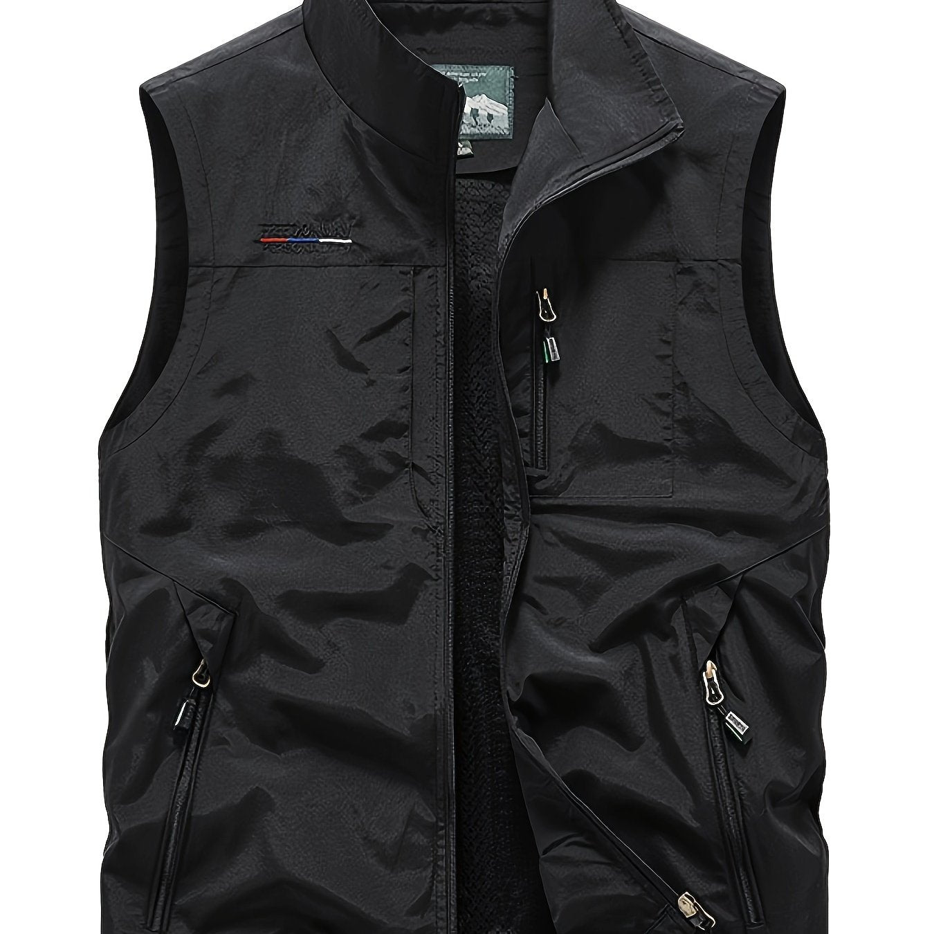 Men's Cargo Vest Nylon Sleeveless Zipper Pockets Outdoor Spring Summer