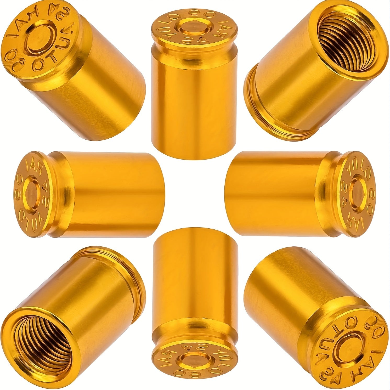 Set of 8 Brass Tire Valve Stem Caps for Cars Bikes Trucks and SUVs