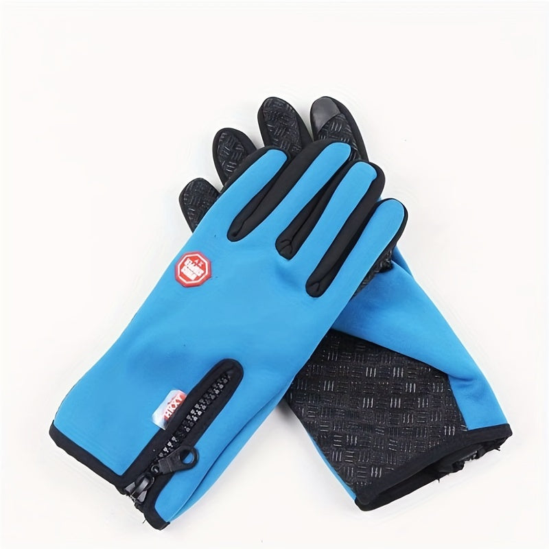 Qishki velosiped qo‘lqoplari shamol o'tkazmaydigan issiq yopishmaydigan zippersi bilan yopiladi