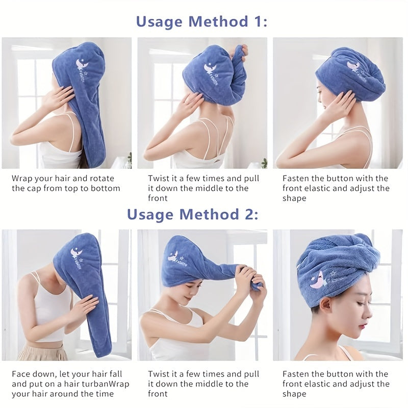 Microfiber Hair Towel Cap for Quick Drying Women Absorbent Turban Bathroom Essential