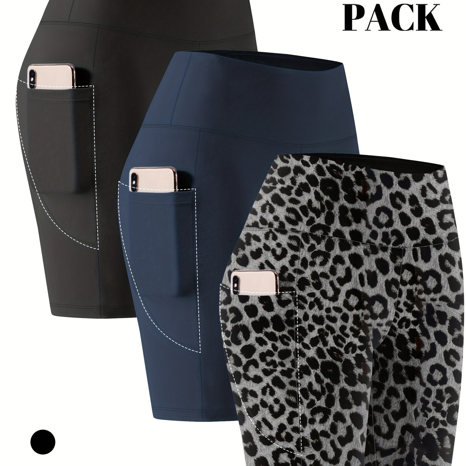 Plus Size Women High Waist Bermuda Shorts with Pockets Satin Knit