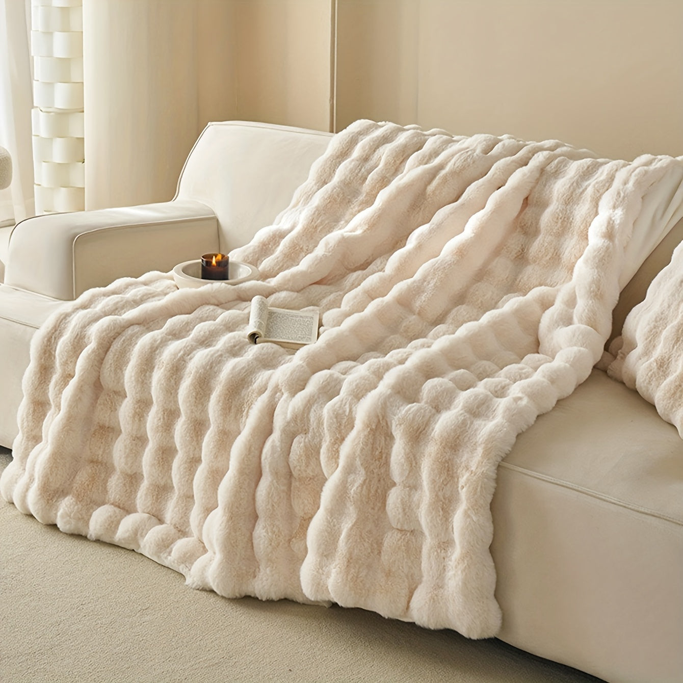 Manta de felpa de color sólido para sofá cama, sofá, camping, cobertura para siesta de cuatro estaciones