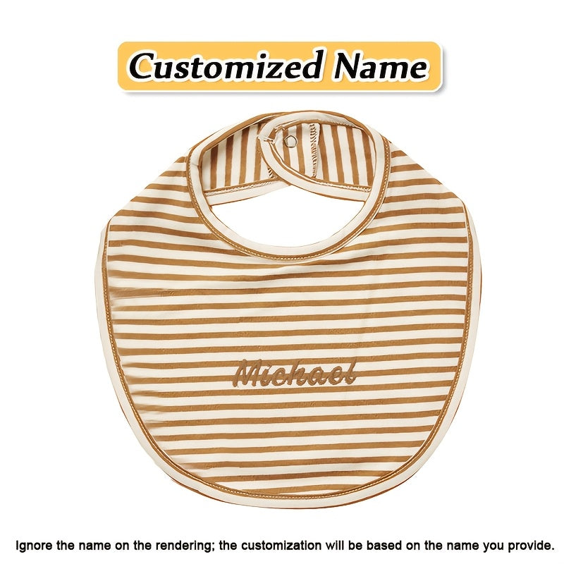Baby Bib Adjustable Embroidered Name Soft Absorbent Knit for Newborns